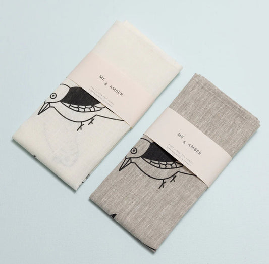 Birds Linen Tea Towel - Papilio & Flos