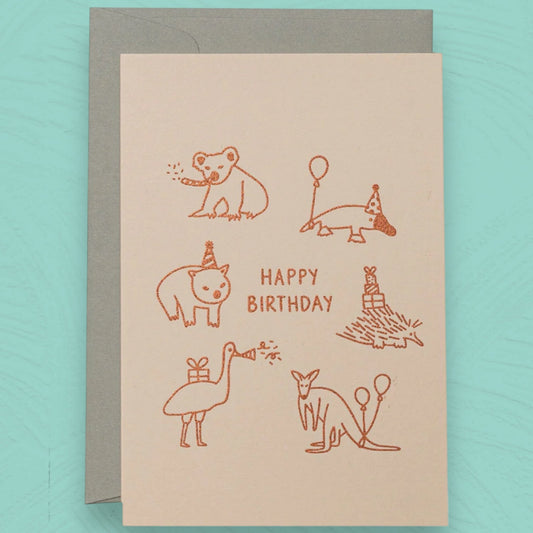 Happy Birthday Aussie Animals card - Papilio & Flos