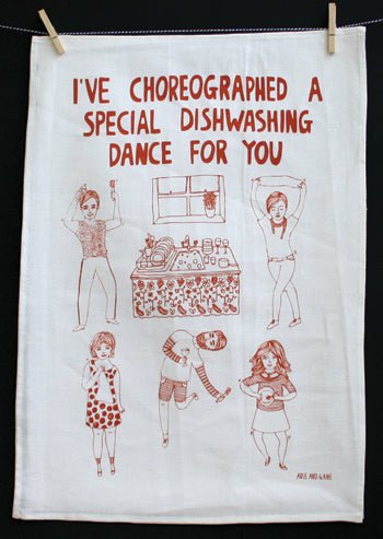 I've Choreographed A Special Dishwashing Dance For You Linen Tea Towel - Papilio & Flos